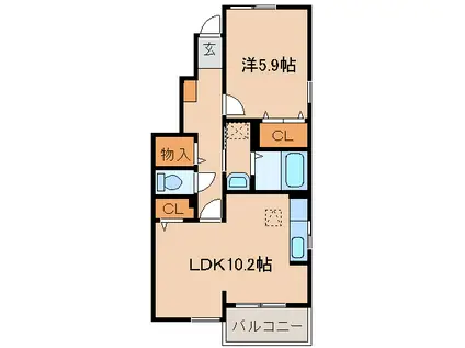 コルテーゼ II(1LDK/1階)の間取り写真
