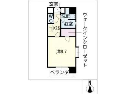 リエス伏見(1K/10階)の間取り写真