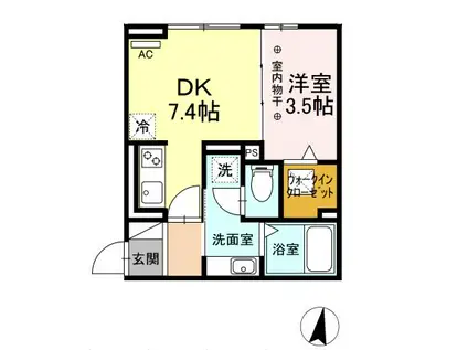ONEURBANPLACE103(1DK/1階)の間取り写真