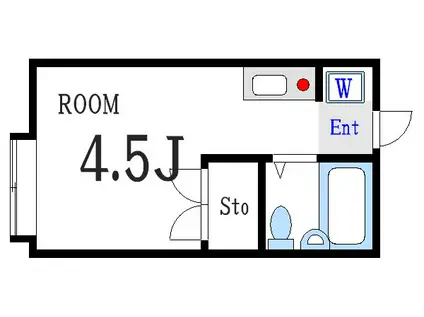 マキバハイツB(ワンルーム/1階)の間取り写真