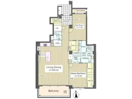 ガーデン高輪(2LDK/1階)の間取り写真