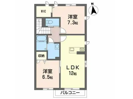 シャーメゾンMO B棟(2LDK/2階)の間取り写真