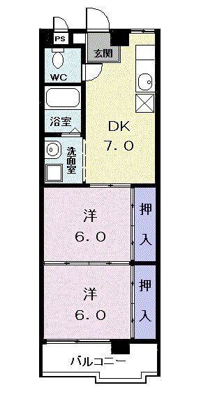 レジデンス清里(2DK/4階)の間取り写真