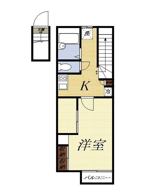 アリエッタ延久III(1K/2階)の間取り写真