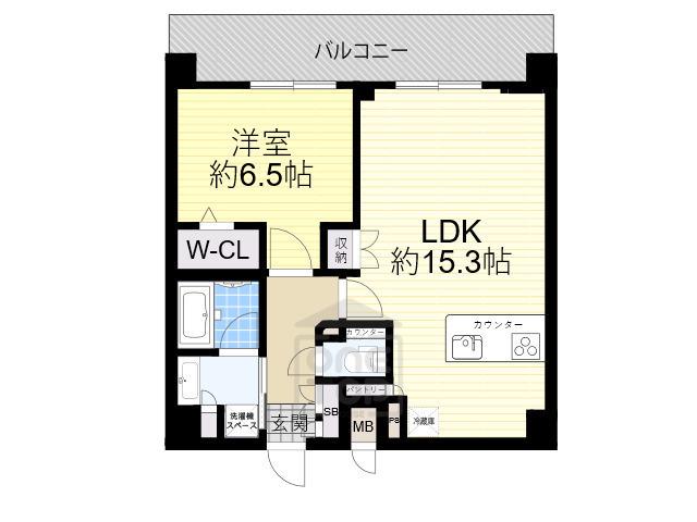 プレサンス東淀川駅前プローシェ(1LDK/15階)の間取り写真