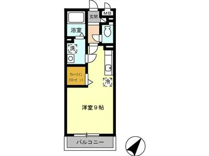 パークハイム A棟(ワンルーム/1階)の間取り写真