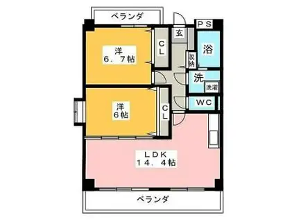 INCANT LOTO(2LDK/2階)の間取り写真