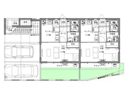 宜野湾2丁目アパート(1DK/1階)の間取り写真