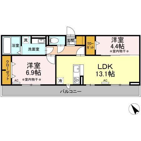 ボワ ドゥ ブローニュ(2LDK/3階)の間取り写真
