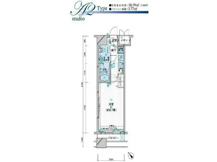 メインステージ王子(1K/9階)の間取り写真