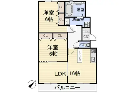 サンシャインイトウ(2LDK/3階)の間取り写真
