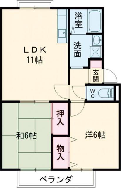 ウインドー谷口(2LDK/2階)の間取り写真
