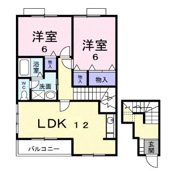 ベルメゾンBB6(2LDK/2階)の間取り写真