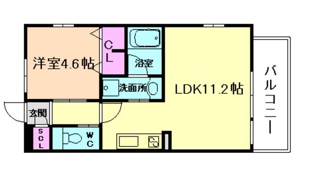 プレジオ十三(1LDK/14階)の間取り写真