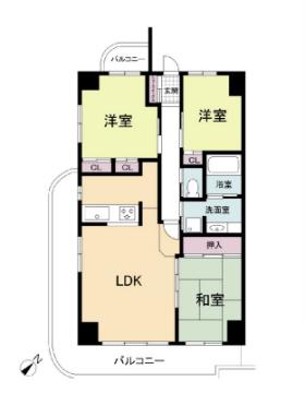 ロマンツェ東灘(3LDK/4階)の間取り写真