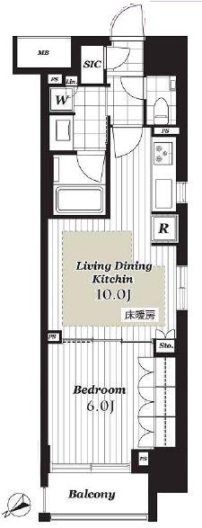 オープンレジデンシア日本橋横山町(1LDK/9階)の間取り写真