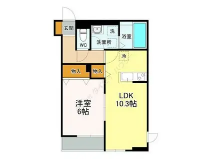 BELLE LEAD 幕張本郷(1LDK/1階)の間取り写真