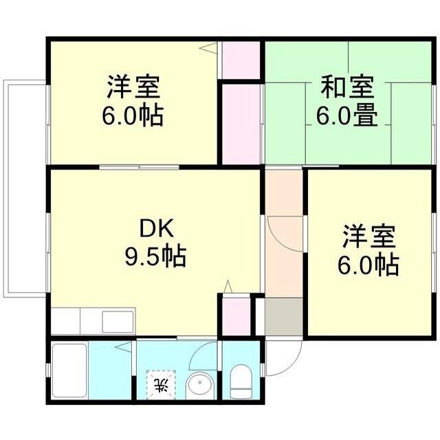 ウィンディア中島B棟(3DK/1階)の間取り写真