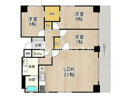 CITY SPIRE難波ウエストII(3LDK/6階)の間取り写真