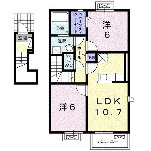 ピュアライヴVII C(2LDK/2階)の間取り写真