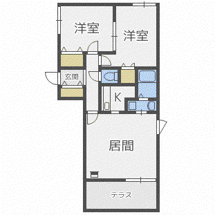 ラ・カーサフェリーチェ(2LDK/2階)の間取り写真