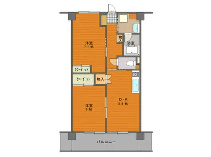 サンライズ入間(2DK/4階)の間取り写真