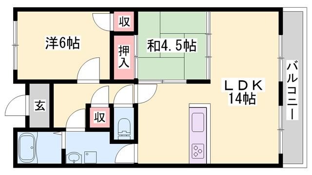 ヌーベルバーグイヌイ(2LDK/3階)の間取り写真