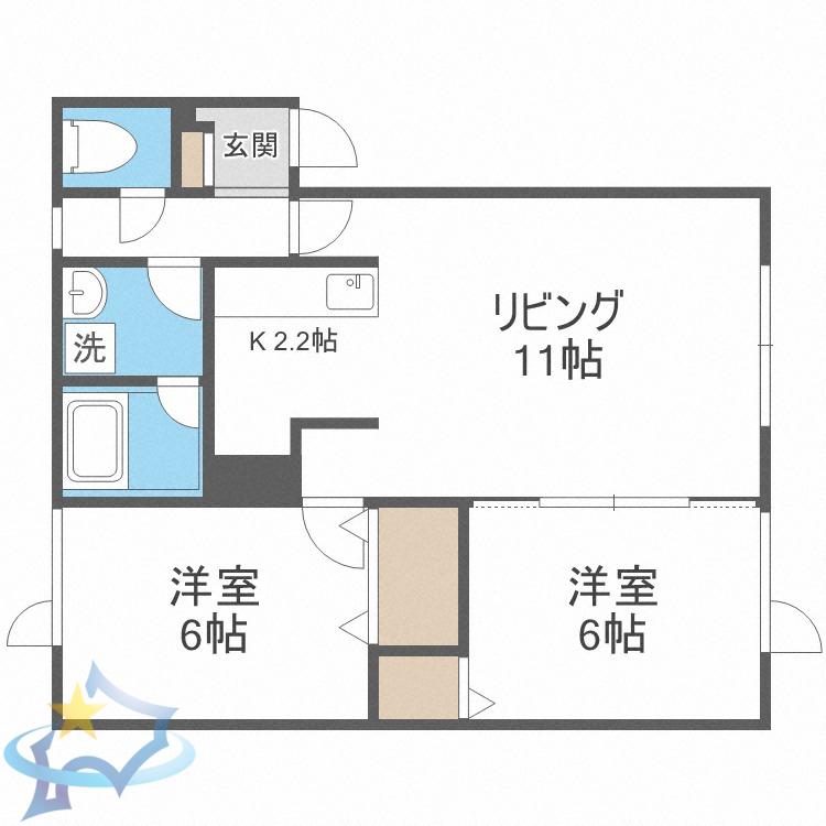 パーセルN14(2LDK/3階)の間取り写真