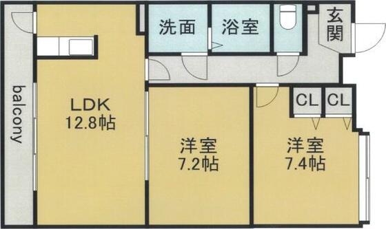 リバーグラス(2LDK/3階)の間取り写真