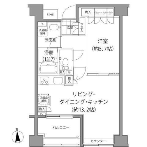 エーデル練馬(1LDK/4階)の間取り写真