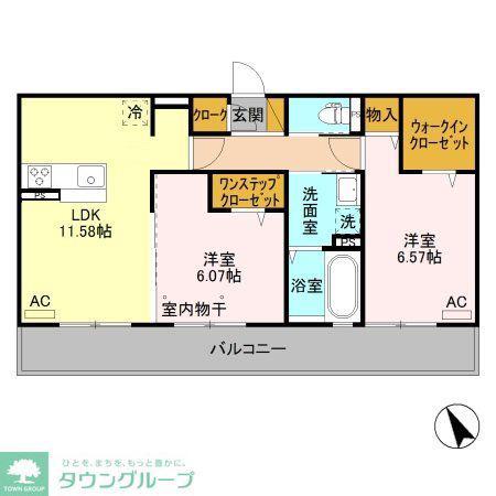 クレアシオン城北(2LDK/3階)の間取り写真
