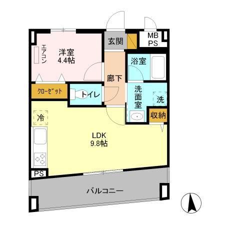 アレグリア柏屋(1LDK/5階)の間取り写真