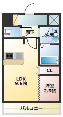 トレステーラ顕徳(1LDK/5階)の間取り写真