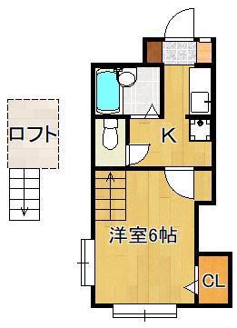 アルシュ則松A(1K/1階)の間取り写真