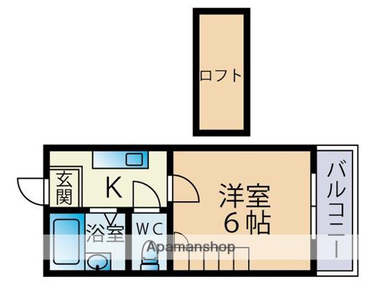ハーベスト福重(1K/2階)の間取り写真
