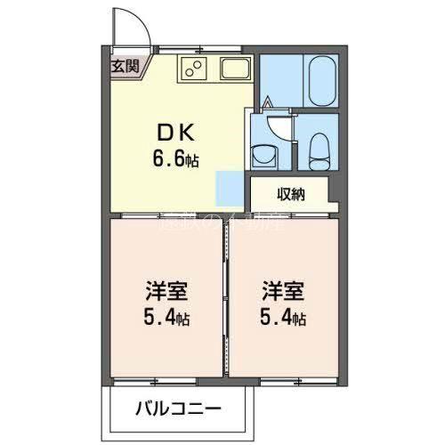 サンベルテ(2DK/2階)の間取り写真