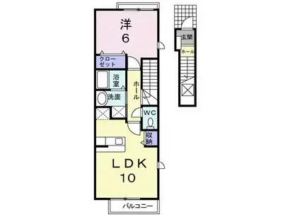 エクセラン(1LDK/2階)の間取り写真