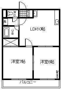 ニュー大寛ハイツ(2LDK/1階)の間取り写真