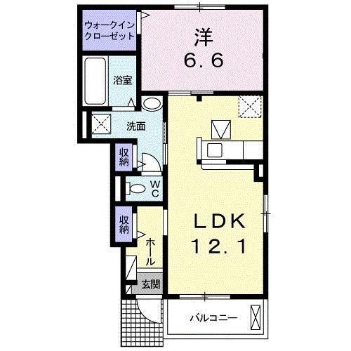 サユーレII(1LDK/1階)の間取り写真