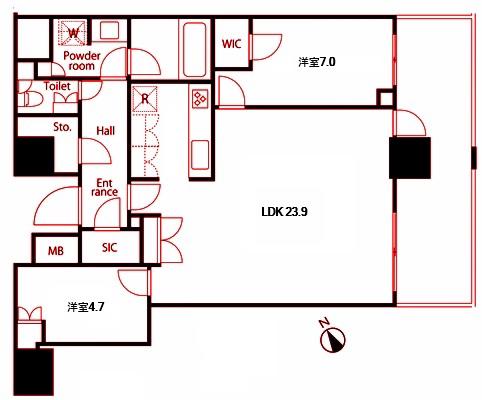 ザタワー横浜北仲(2LDK/26階)の間取り写真