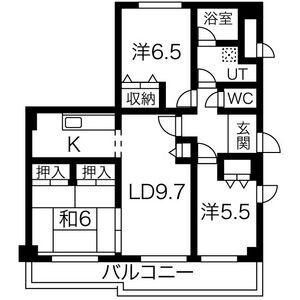 ハイツ桃山II(3LDK/4階)の間取り写真