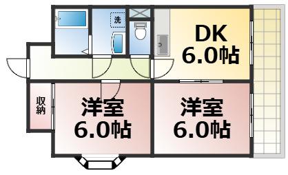 PALMIZIO鶴橋(2DK/4階)の間取り写真