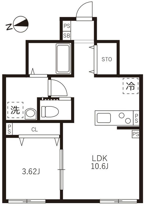 カサプレミア代田(1LDK/1階)の間取り写真