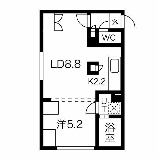 カーサフェリーチェ医大前(1LDK/2階)の間取り写真