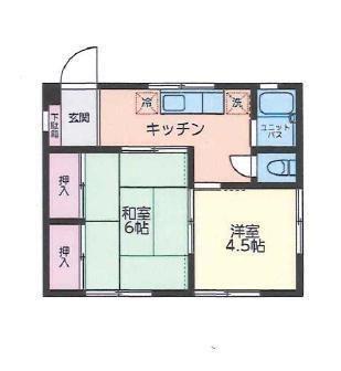 ハイム松岡(2DK/1階)の間取り写真