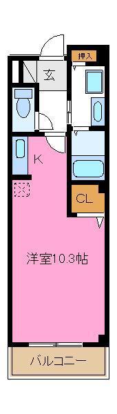 エステートレイ3(ワンルーム/2階)の間取り写真