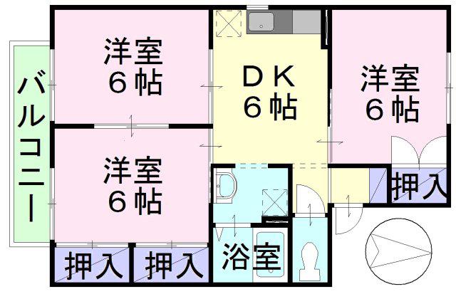 グリーンパレス早島A(3DK/2階)の間取り写真