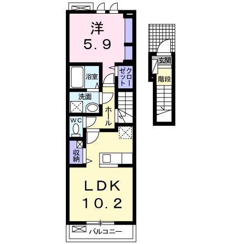 クレセントE(1LDK/2階)の間取り写真