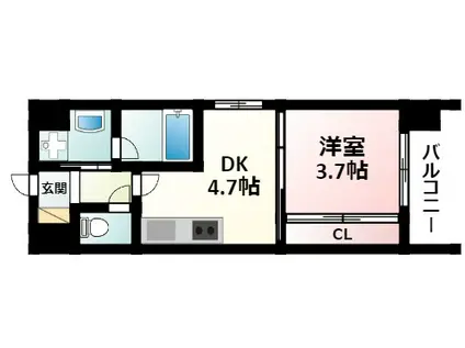 エルシア新大阪(1DK/4階)の間取り写真