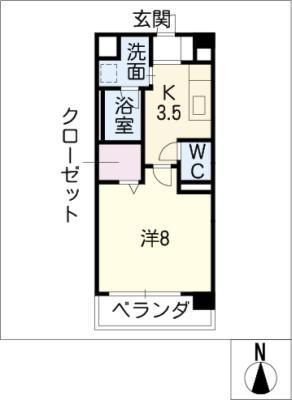 シャルマン朝明(1K/2階)の間取り写真